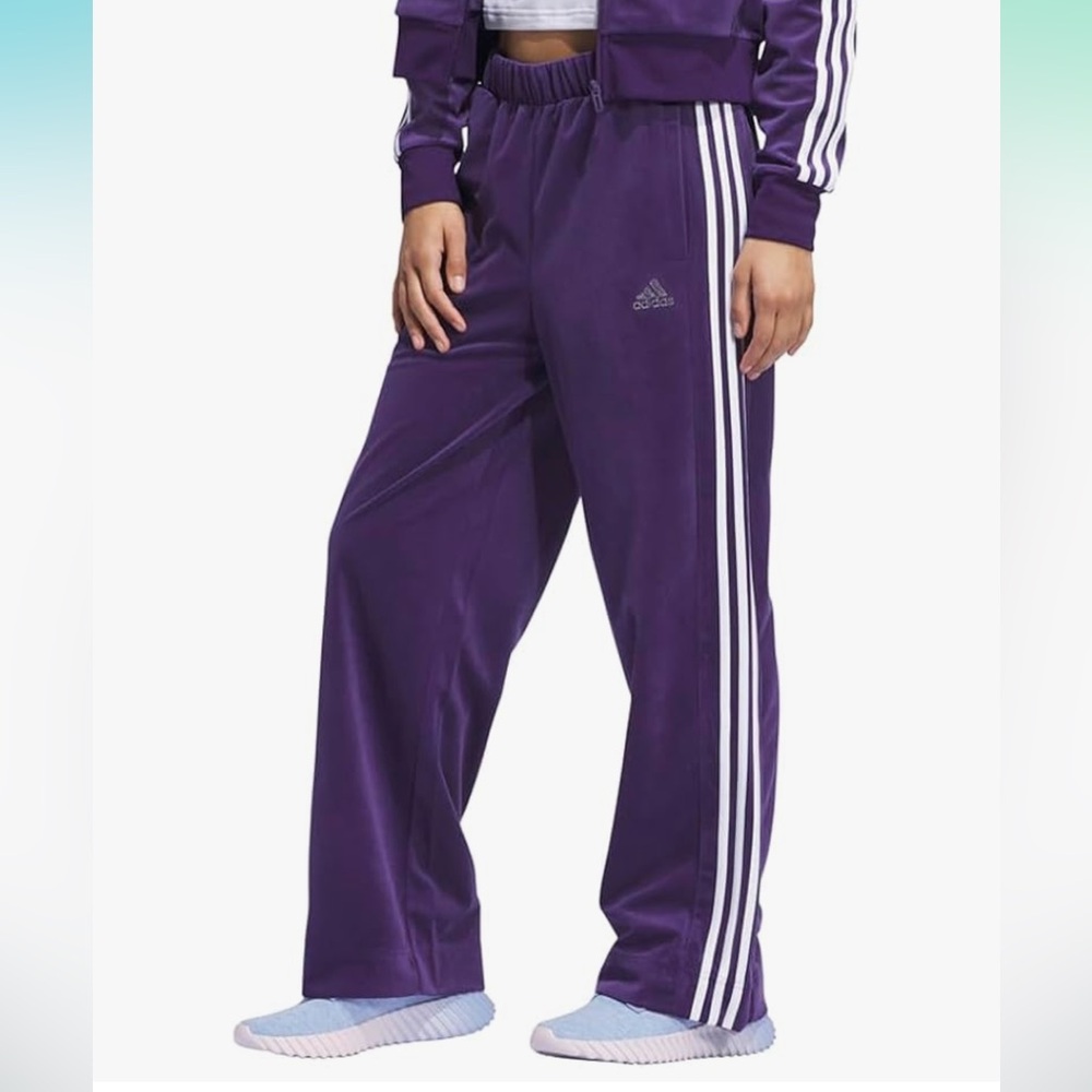 Adidas Woman’s Purple Joggers with White Stripes